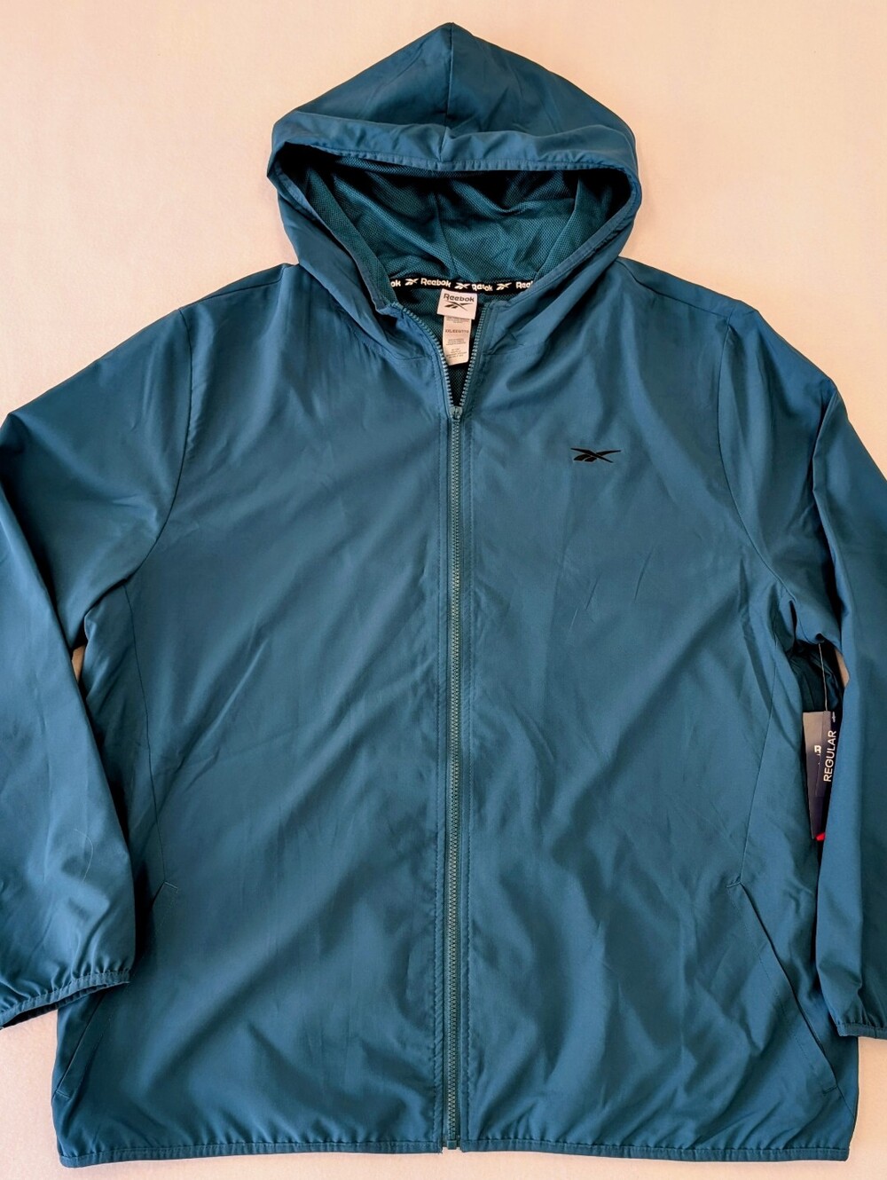 Reebok Men's Full Zip Hooded Jacket Mesh Lined Black NWT Size XXL Logo